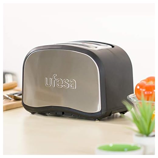 Ufesa TT7985 Optima Tostadora de 800W, 6 Niveles de Tostado, 2 Ranuras para 2 Tostadas, Función Descongelar y Recalentar, Inox