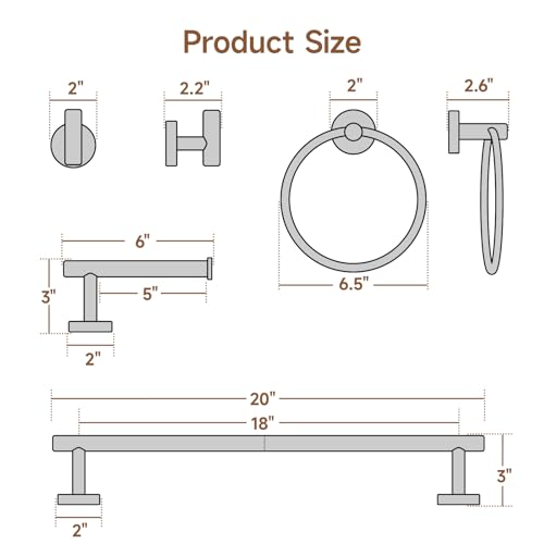 Ushower Brushed Gold Bathroom Accessories Set, 18-Inch Towel Bar Set Wall Mounted thumb #6