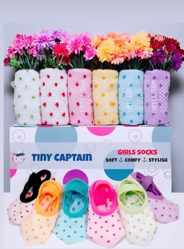 Tiny Captain Baby Toddler Girls Grip Socks Anti Slip w/Strap Socks Girl 0-7 Years Old Gift Set Age 1-7 Socks With Grippers