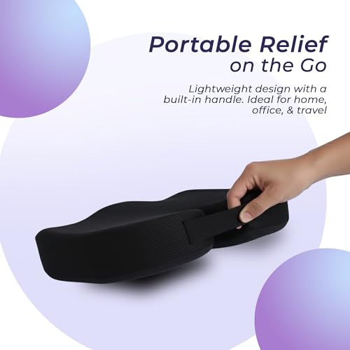Image of Billebon Orthopedic Coccyx Seat Cushion for Tailbone & Sciatica Pain Relief| High-Density Memory Foam Chair Cushion for Hip & Lower Back Support| Ergonomic for Office| Car & Home - Black