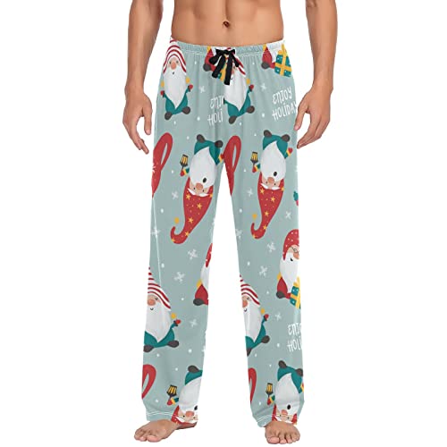 Cartoon Christmas Gnomes Pajama Pants Snowflake Lounge Sleepwear PJs Men's Pajama Bottoms Casual Sleep Pants L