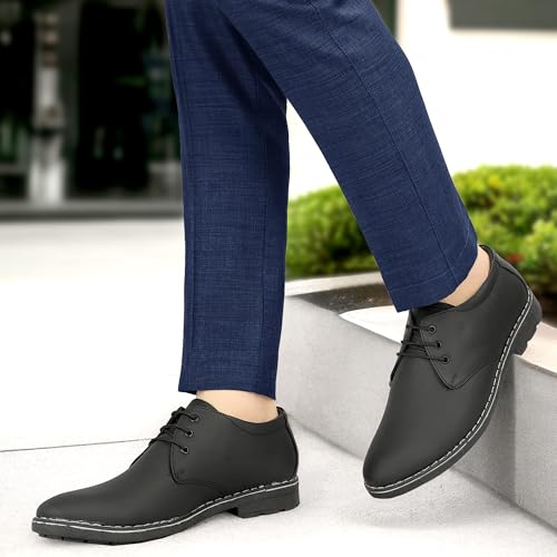Image of Leatherful Formal Lace-up Derby Shoes for Men | Full Grain Leather | TPR Sole & Nappa Lining | Office, Party, All Occassion | Genuine Leather | Smart Casual - YKDB020BL1S-06