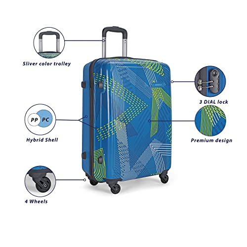 Aristocrat Dual Edge 65Cm Polycarbonate & Polypropylene Printed Hardsided Medium Spinner Luggage 4W Teal Blue Strolley 5 41TZsTX5ybL