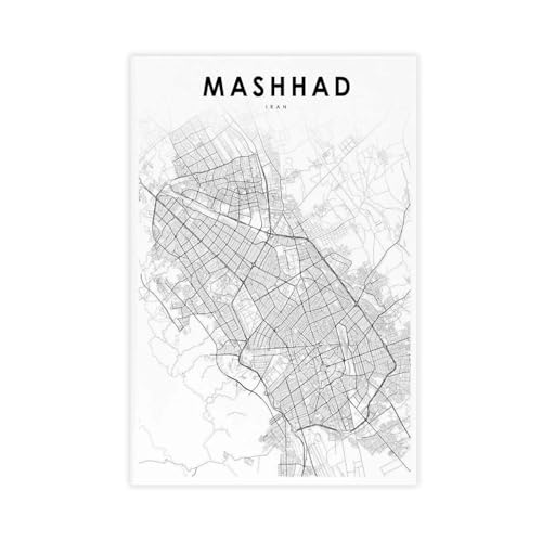 Carte de l Iran impression sur toile Mashhad deco salon 60x90 cm