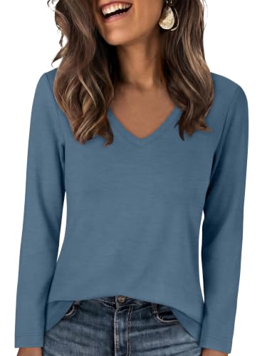 Image of ANRABESS Long Sleeve Shirts for Women Wrinkle Free V Neck Fall Top