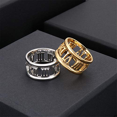 Cut Out Roman Numeral Ring Stainless Steel Openwork Jewelry Wedding Band Gifts for Women3