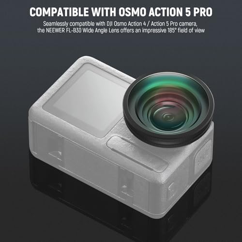 Image of NEEWER OSMO Action FOV Boost Lens, 185 FOV Wide Angle Lens Compatible with DJI OSMO Action 4 /5 Pro Accessories, Threaded Attachment Coated Action Camera Lens, FL-B30