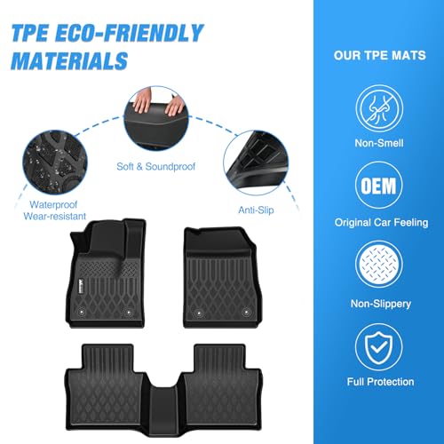 Image of Nilight TPE Floor Mats for Chevy Impala (Not for Vinyl Floors) | 2014 2015 2016 2017 2018 2019 2020 All Weather Custom Fit Heavy Duty Floor Liners