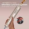 TYMO CurlPro Plus Hair Curler Automatic Rotating - Long Barrel Curling Wand for Long Hair, Ceramic Curling Iron for Women, Anti-Scald, Tangle-Free, 600M Ionic, Dual Voltage, UK Plug, Gold, 25 mm