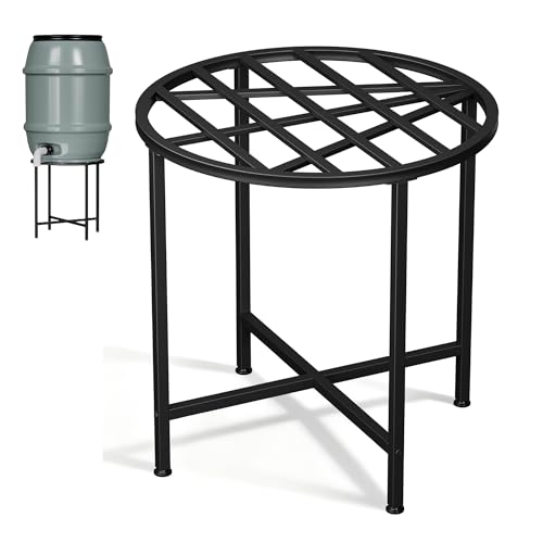 lesolar Stainless Steel Rain Barrel Stand, Heavy Duty Water Collection Barrel Stand for 45/50/55 Gallon Plastic Outdoor Rain Barrels