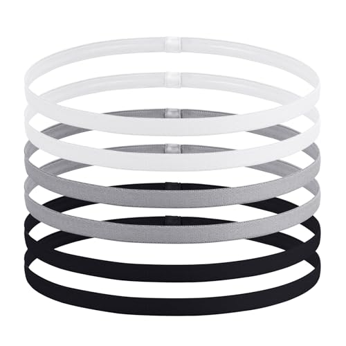 6 diademas deportivas gruesas antideslizantes, diademas deportivas elásticas, agarre de silicona elástica, banda transpirable para hacer ejercicio, yoga