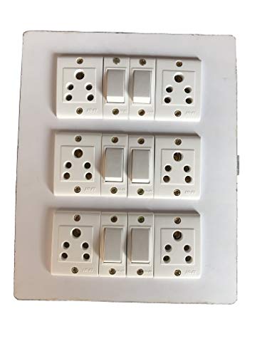 Image of Electric Extension Wooden Board (1 Meter 3Core Wire) (6 Socket 6Switch-6x8x2)