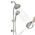 High Pressure Handheld/Rain 82-mode 3-way Shower Head Combo with 25.75" Adjustable Drill-free Stainless Steel Slide Bar, Pet & Tub Power Wash and Anti-clog Nozzles, with 5ft Hose - Brush Nickel