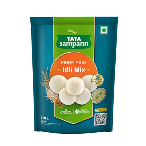 Tata Sampann Fibre Rich Idli Mix, Ready to Cook Breakfast Mix, 180g