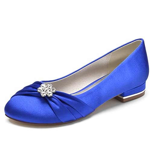 Wedding Shoes Women's Flats Shoes Bridal Round Toe Slip-On Ballet Flats 2.5Cm
