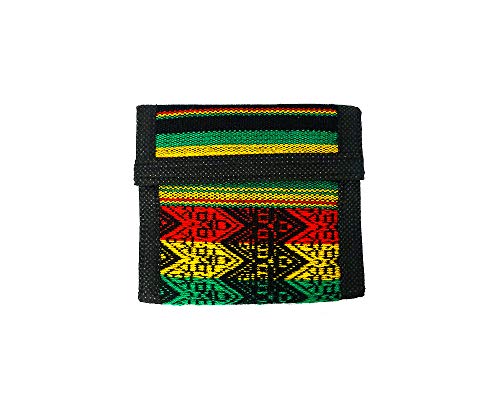 Rasta Tribal Print Striped Pattern Material Slim Soft Trifold Wallet Coin Purse with Card Slots - Unisex Fashion Handmade Bags Boho Travel Accessories