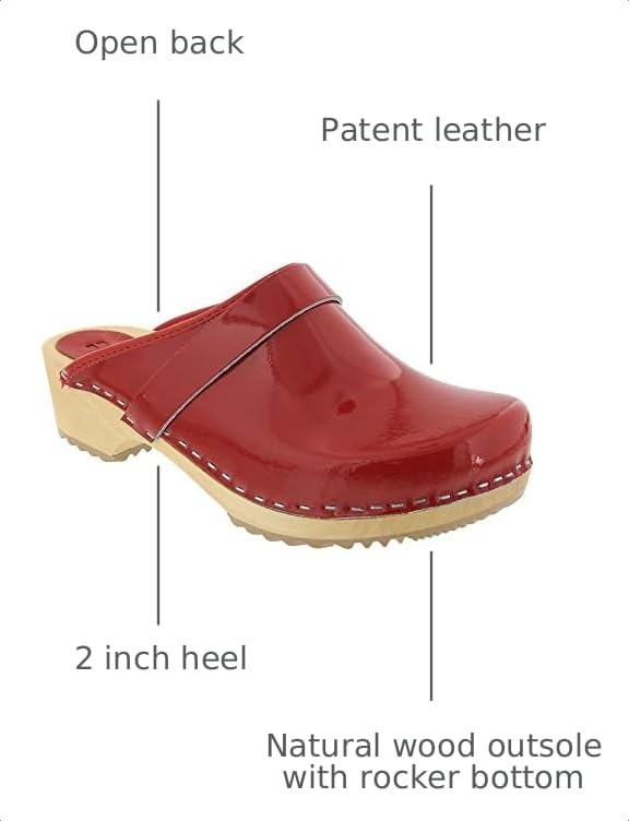 Image of Bjork Maja Wood Open Back Leather Clogs