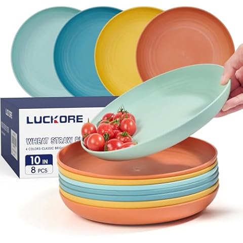 Luckore 10 Inch Wheat Straw Plates Set Cover