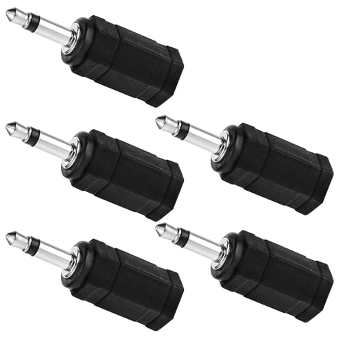 3.5mm Mono to Stereo Adapters, 5 Pack 1/8