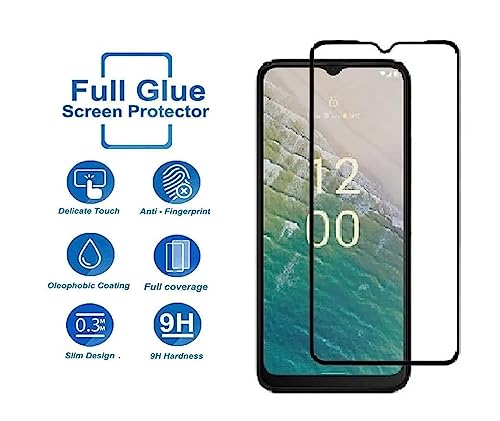 Image of DD SON Tempered Glass Screen Protector Compatible for Nokia C32 (11D) with Edge to Edge Coverage and Easy Installation kit,Black