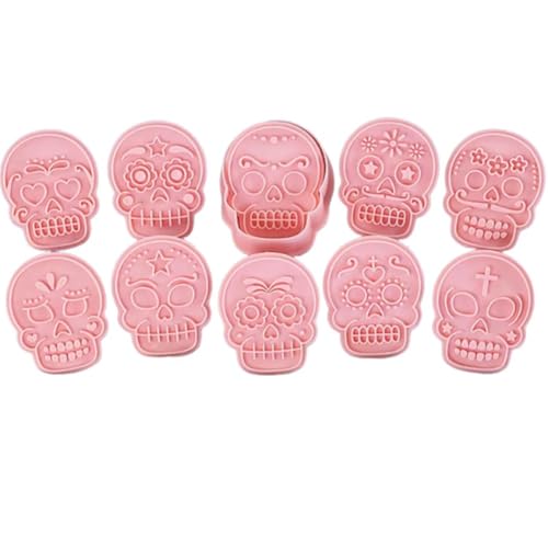 10 Cortadores De Galletas De Halloween, Sellos Para Galletas, Moldes Para Galletas De Calavera Del Día De Los Muertos, Suministros Para Hornear Para Decoraciones Del Día De Los Muertos Y Halloween.