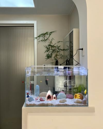 Image of Cute Pink Aquarium Decor Ceramic Mountain Betta Fish Tank Cave