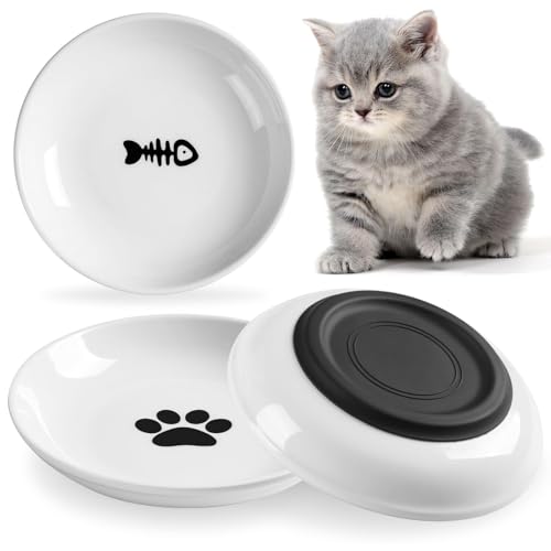 猫 dish,猫 皿,猫 えさ 皿,猫 餌入れ,猫 食器,犬 えさ皿,猫 フードボウル,シリコン、滑り止め、セラミック、猫用トレイ、ペット用猫用ボウル、キャットフード、スナック、缶詰フードトレイ、子猫用フードボウル、ペット用品 (魚の骨)