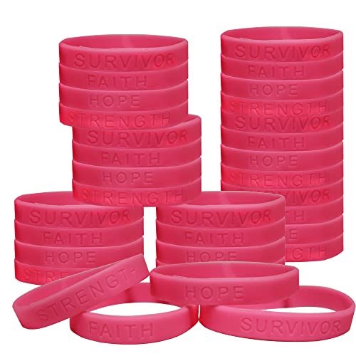 Dazzling Toys Silicone Bracelet – Set Of 144 Pink Bracelets for Breast Cancer Awareness, Inspirational Thoughtful Encouraging & Motivational Wristband, Cute Encouragement Accessories For Women & Girls