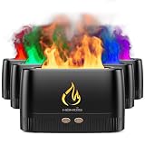 HOMDIS Essential Oil Diffusers, Quiet Flame Diffuser, 7 Colors Modes Changed Light Flame Humidifer, Auto Shut Off Aromatherapy Diffuser, Black