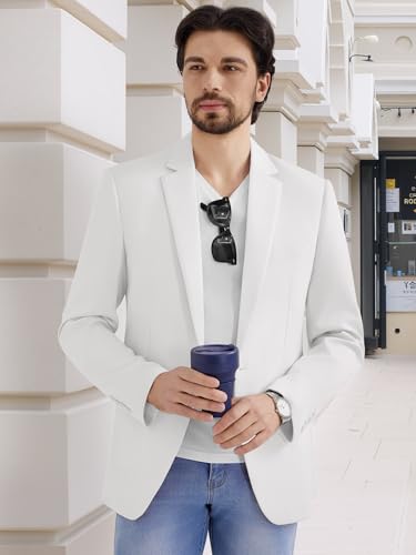 Image of MAGE MALE Men's One Button Suit Jacket Elegant Solid Color Blazers Slim Fit Lightweight Sport Coats Blazer