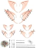 Tudomro 6 Pairs Elf Ears Set with 30 Chains and 300 Jump Rings Fairy Cosplay Pixie Ears for Women Party Costume Accessory