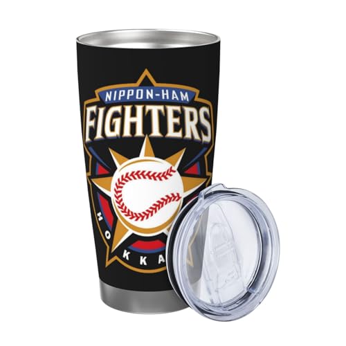 マグカップ 北海道日本ハムファイターズ コーヒーカップ コンビニカップ 保冷 保温 タンブラー ステンレス製 大容量 真空断熱マグ 蓋付き 持ち運び 直接ドリップ 車用 600ml Straw Three-piece Set