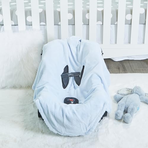 Image of EVERYDAY KIDS Pastel Blue Baby Car Seat Blanket for Baby and Toddler Boys Baby Bunting Swaddle Wrap Blanket for Interior Car Seat; Cover Baby and Keep Car Seat Clean