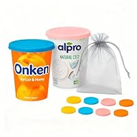 XILMARK JoghurtDeckel 500g, Wiederverwendbarer Deckel für Joghurtbecher, Dosendeckel Wiederverwendbar Silikondeckel Joghurt 500 G, Joghurt Kunststoff-Decke (KEINE TASCHE)