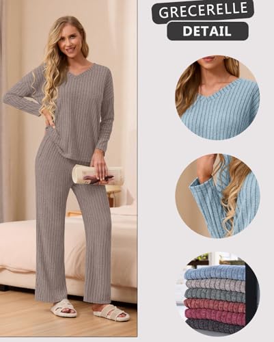 Pyjama côtelé chic GRECERELLE ensemble de nuit premium coupe ample