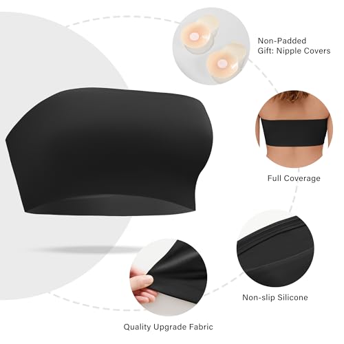 Image of DEANGELMON Strapless Bras for Women Non-Slip Silicone Bandeau Seamless Tube Top Bralette Comfy Non Padded Stretchy Stylish