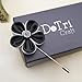 DOTRI 1.8inch Ribbon Fabric Brooch Pin, Lapel Pin for Men, Men's Flower Lapel Pin, Fabric Flower Boutonniere, Suit Pin, Handmade Men's Pin, Gift for Valentine, Wedding (Black Mix Gray FIVE LUCKY)