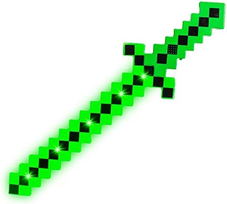 Fun Central LED Light Up Pixel 8-Bit Toy Sword for Kids - Green
