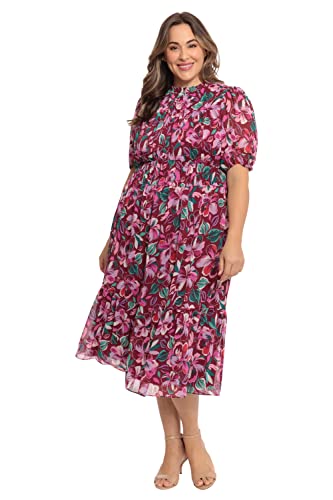 Image of Maggy London Women's Mock Neck Midi Fit and Flare