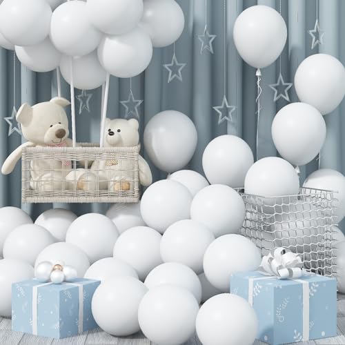 Image of Jobkoo White Balloons, 30pcs - 12inch, White Matte Latex Balloons for Arch, Garland, Bouquet, Party Decorations, BLSR010