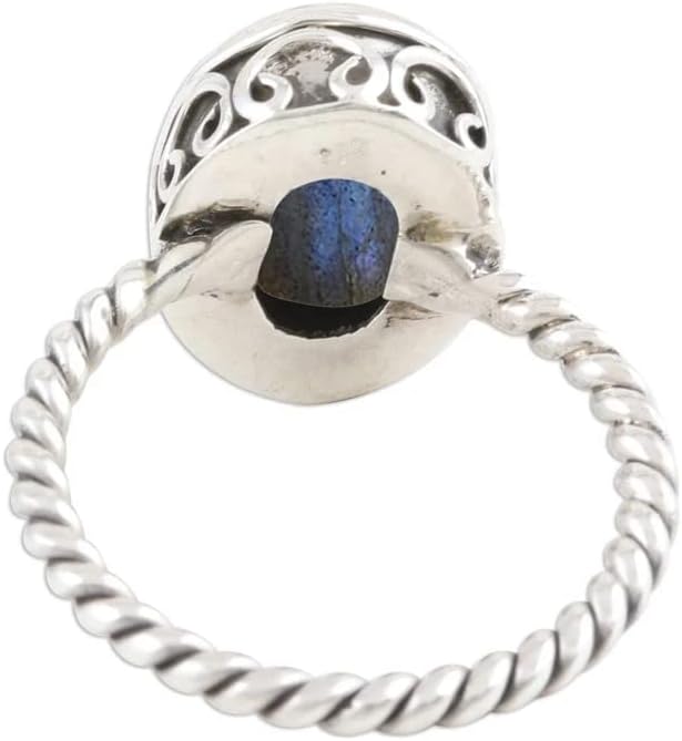 Natural Labradorite Ring, Blue Flash Ring, Twisted Band Ring, Oval Stone Ring, December Birthstone Ring, Dainty Ring, Boho Statement Ring, Birthday Gifts, Daily Wear Ring, Minimalist Ring