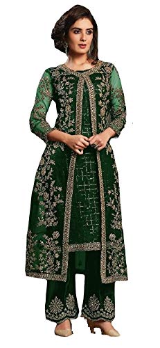 shopNstyle Ready to Wear Pakistani Style Wedding Party wear Embroidered Koti Style Salwar Kameez Indian Dress Ready to Wear Salwar Suit for Women (Green, xx_l)