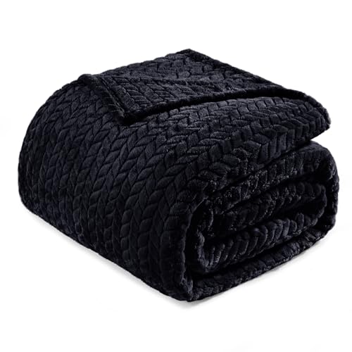 Image of Exclusivo Mezcla Soft Fleece Bed Blanket Queen Size, 90 inchx90 inch, Black