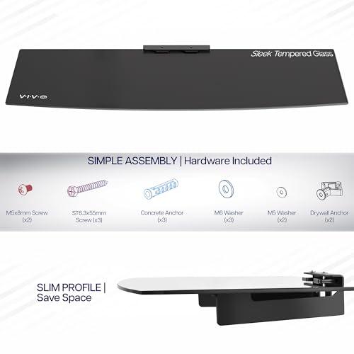 VIVO 24 inch Floating Wall Mount Tempered Glass Shelf for DVD Player, Audio, Gaming System, Streaming Devices, Black, MOUNT-SF024 4 41TZw5jWDzL