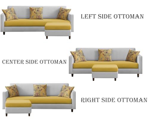 Image of Casaliving Premium Lifestyle Fabric 4 Seater L Shape Sofa Set 3 Seater Modern Sofa Set & Ottoman for Living Room (Yellow Grey Color) Premium Fabric