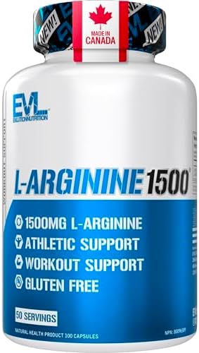 L Arginine 1500mg | Nitric Oxide Supplements for Men | Athletic & Workout Support | Nitric Oxide Precursor for Healthy Circulation, Energy & Stamina | Made in Canada & Gluten-Free | 100 Capsules