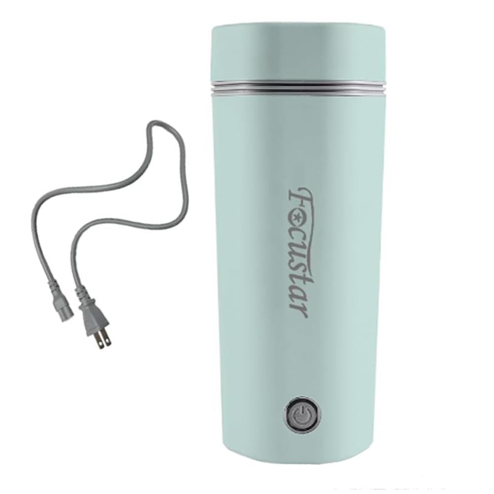 Focustar 電気ケトル 小型 ポータブルケトル 350ML 300W 低消費電力 ポータブル電源で使用可能 トラベルケトル 8分で早く沸騰 沸騰したら自動OFF 空焚き防止 お湯が沸かせる水筒 持ち運び 旅行 車中泊に便利 PSE認証済み 日本語説明書付き