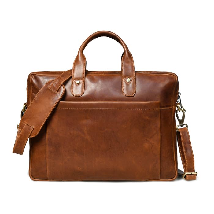 Denver Slim Leather Laptop Briefcase Bag - Fits upto 15 Inch | Adjustable Strap, Multiple Pockets, Cotton Blend Interior | Daily Life Comfort-image-16