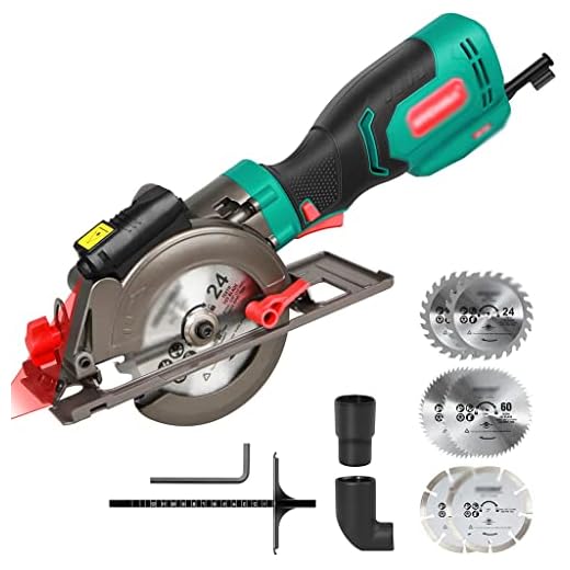 CHUNYU Mini Circular Saw, 750W Guide Electric Circular Saw, 3500RPM Saw Power Tool with 6 Blades