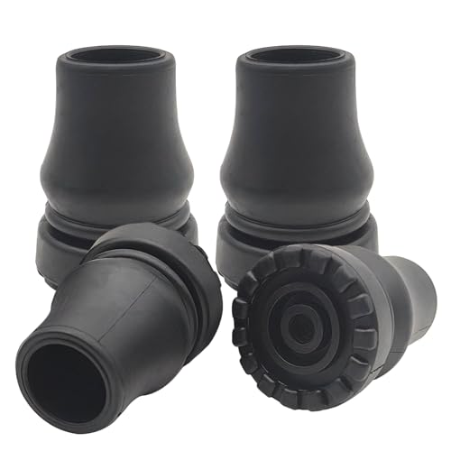 4 Pcs 3/4 Inch Heavy Duty Rubber Cane Tips, Anti-Slip Replacement Cane Tips, Replacement Rubber Tips Use for Canes, Walking Sticks, Hiking Sticks, Seniors Crutches, Black